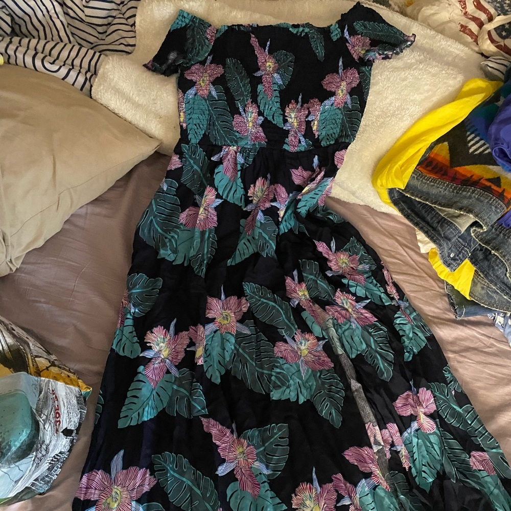 Lulu’s orchid smocked maxi dress
